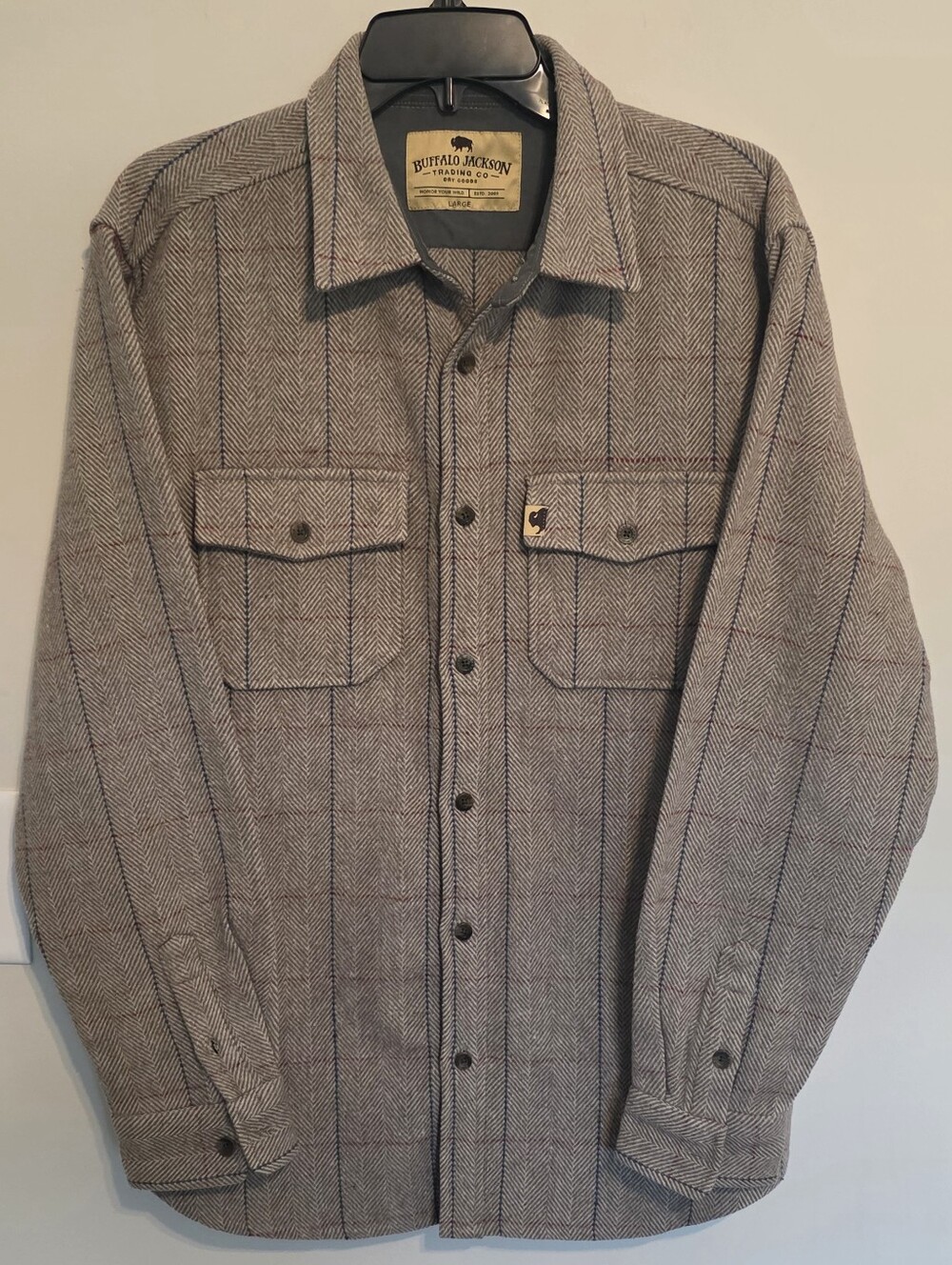 Buffalo Jackson Trading Co Yukon Wool Shirt Jacket Men’s Size Large Khaki Plaid